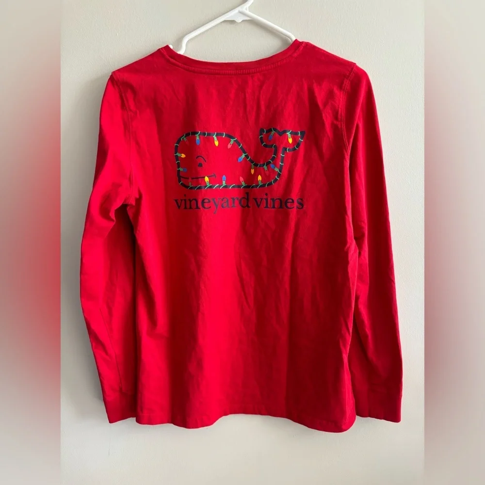 Vineyard Vines Red Long Sleeve Christmas Lights on Whale Size Small - Picture 4 of 5